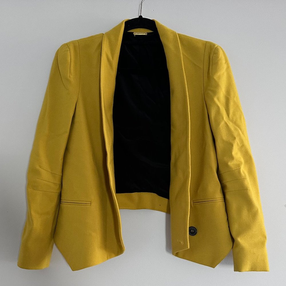 Rebecca Minkoff Silk Mustard Blazer Jacket